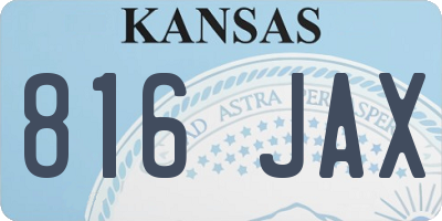 KS license plate 816JAX
