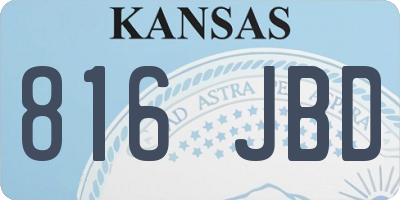 KS license plate 816JBD