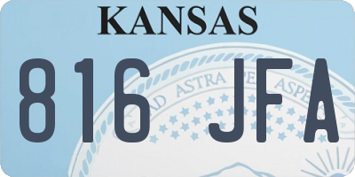 KS license plate 816JFA