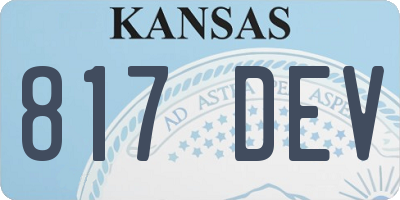 KS license plate 817DEV