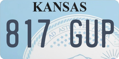 KS license plate 817GUP