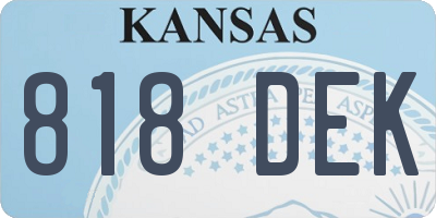 KS license plate 818DEK