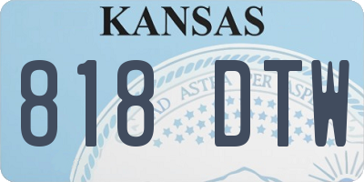 KS license plate 818DTW