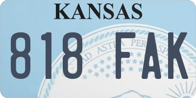 KS license plate 818FAK