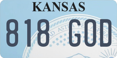 KS license plate 818GOD