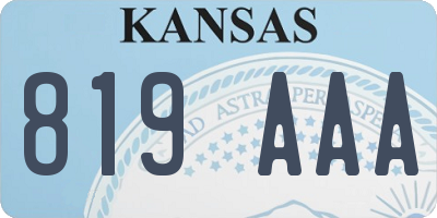 KS license plate 819AAA