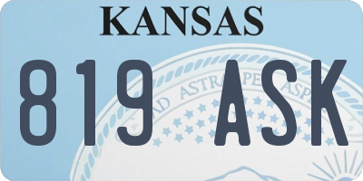 KS license plate 819ASK