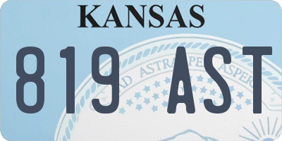 KS license plate 819AST