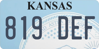 KS license plate 819DEF