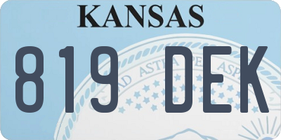 KS license plate 819DEK