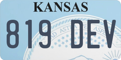 KS license plate 819DEV