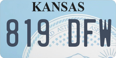 KS license plate 819DFW