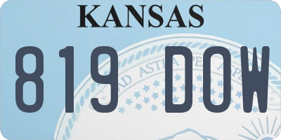 KS license plate 819DOW