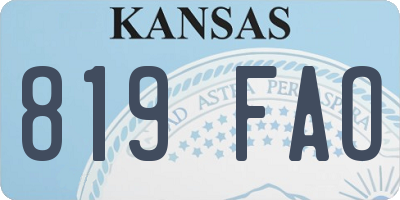 KS license plate 819FAO
