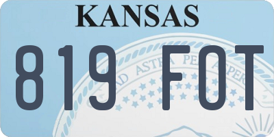 KS license plate 819FOT