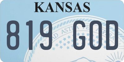 KS license plate 819GOD