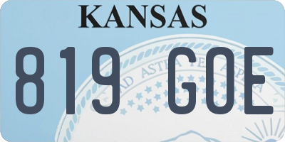 KS license plate 819GOE