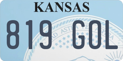 KS license plate 819GOL