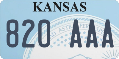 KS license plate 820AAA
