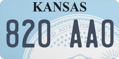 KS license plate 820AAO