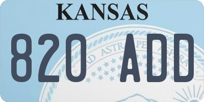 KS license plate 820ADD