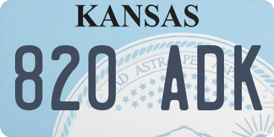 KS license plate 820ADK