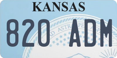 KS license plate 820ADM