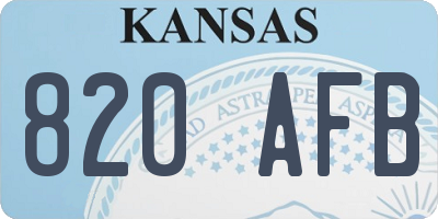 KS license plate 820AFB