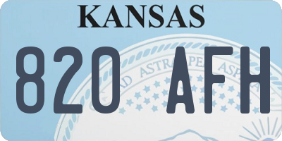 KS license plate 820AFH
