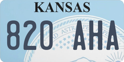 KS license plate 820AHA