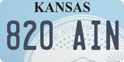 KS license plate 820AIN