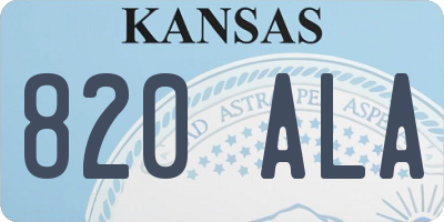 KS license plate 820ALA