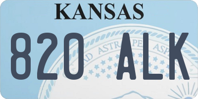 KS license plate 820ALK