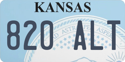 KS license plate 820ALT
