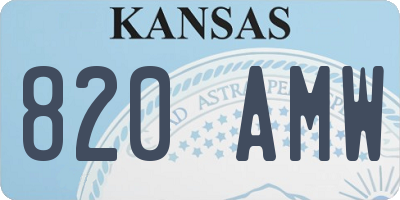 KS license plate 820AMW