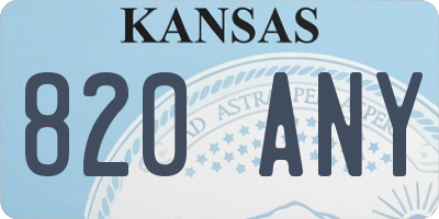 KS license plate 820ANY