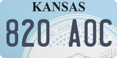 KS license plate 820AOC