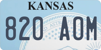 KS license plate 820AOM