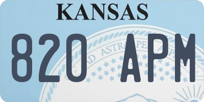 KS license plate 820APM