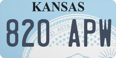 KS license plate 820APW