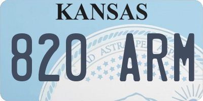 KS license plate 820ARM
