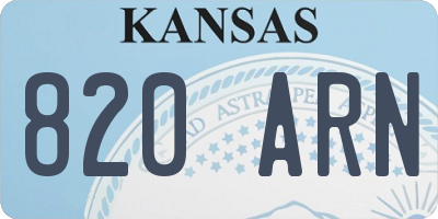 KS license plate 820ARN