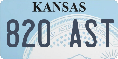 KS license plate 820AST