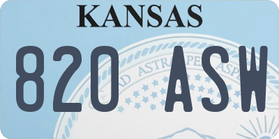 KS license plate 820ASW
