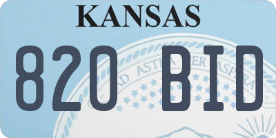 KS license plate 820BID