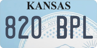 KS license plate 820BPL