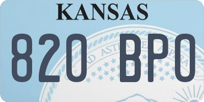 KS license plate 820BPO