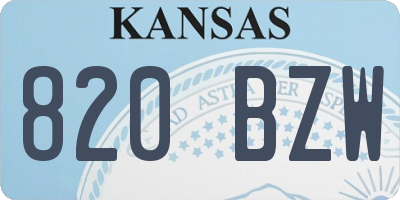 KS license plate 820BZW