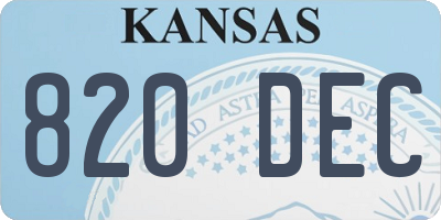 KS license plate 820DEC