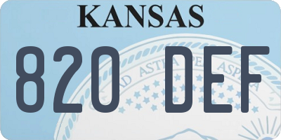KS license plate 820DEF